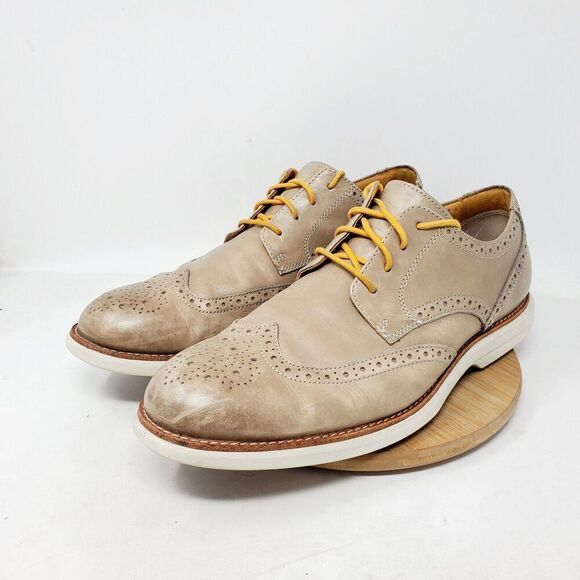 Sperry Gold Cup Oxford Shoes Mens 13 Taupe Leather Wingtip Brogue Sneaker - Picture 2 of 13